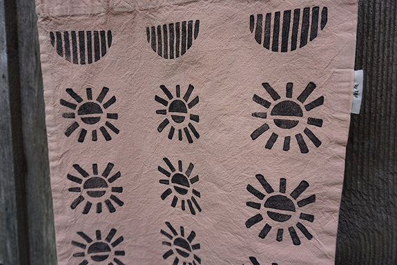 Naturally Dyed + Blockprinted Organic Cotton Tote Bag - Light Pink