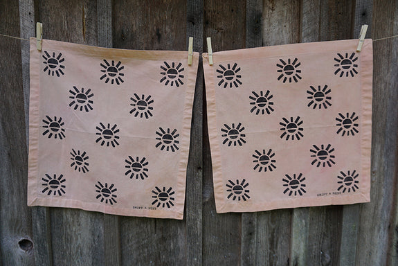 Naturally Dyed + Blockprinted Set/2 Napkins - Pink
