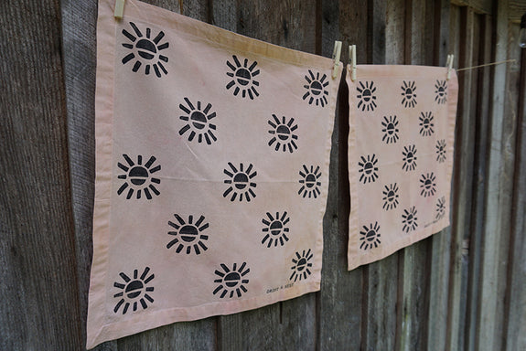 Naturally Dyed + Blockprinted Set/2 Napkins - Pink