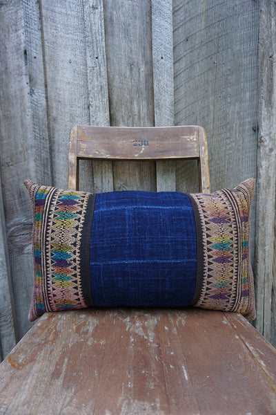 Bryce - Vintage African Indigo and Laotian Silk Pillow