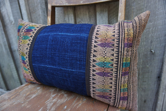 Bryce - Vintage African Indigo and Laotian Silk Pillow