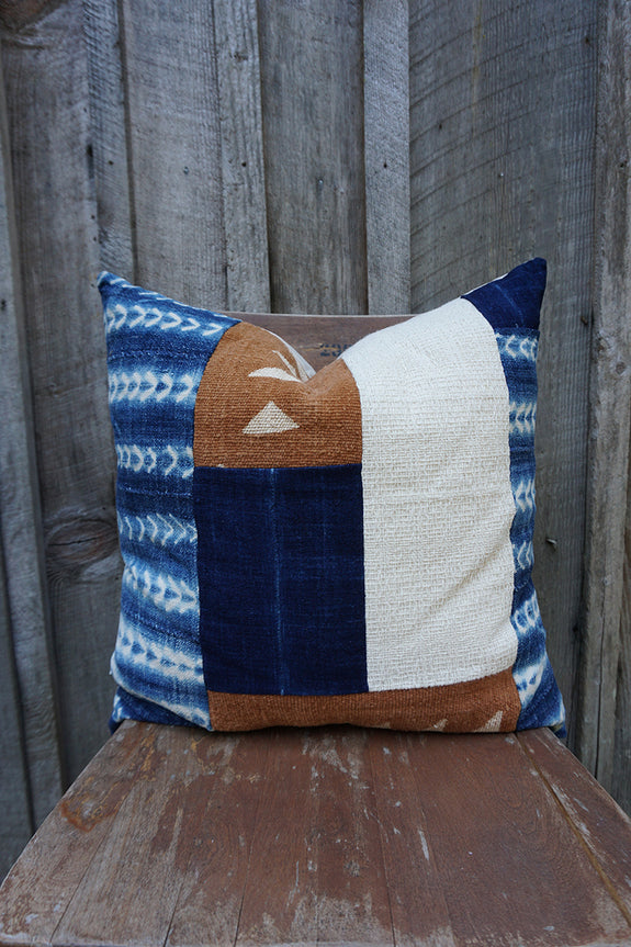 Orion - Mudcloth and Vintage African Indigo Pillow