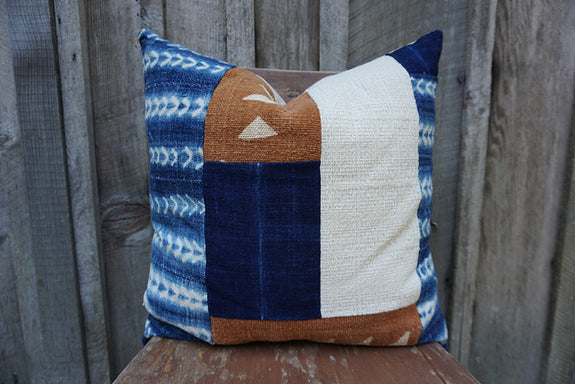 Orion - Mudcloth and Vintage African Indigo Pillow