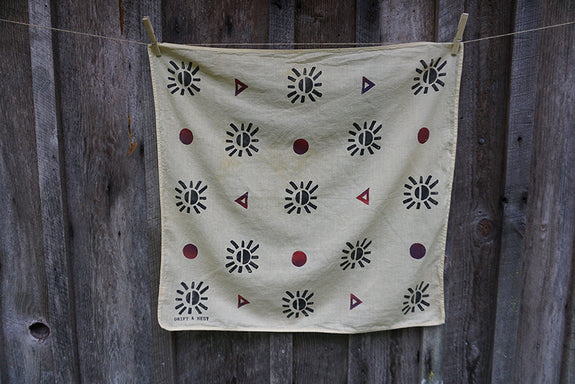 Naturally Dyed + Blockprinted Organic Cotton Bandana - Light Yellow