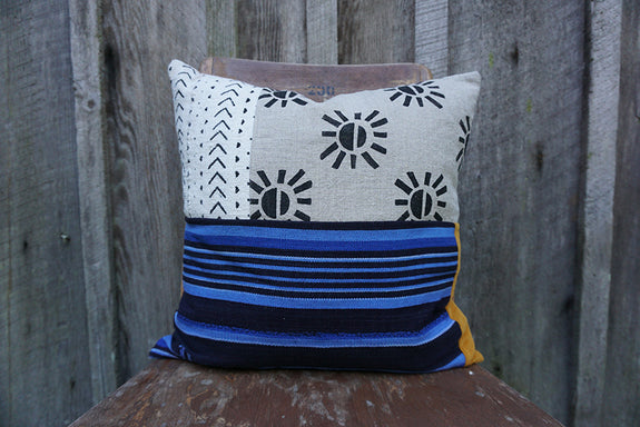 Analia - Blockprint, Vintage African Indigo and Mudcloth Pillow