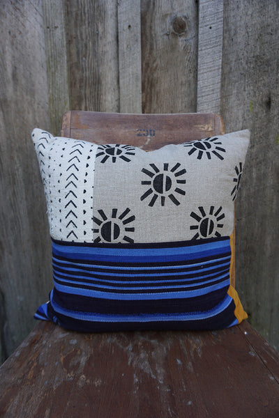 Analia - Blockprint, Vintage African Indigo and Mudcloth Pillow