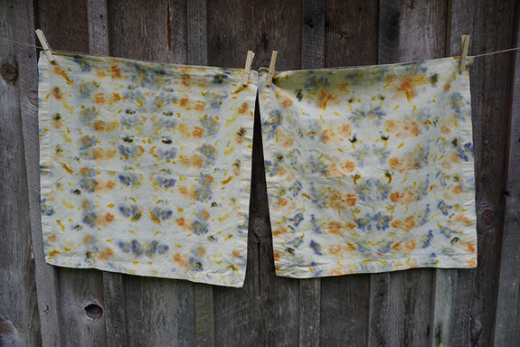 Naturally Dyed Set/2 Napkins - Purple/Orange/Yellow/Green