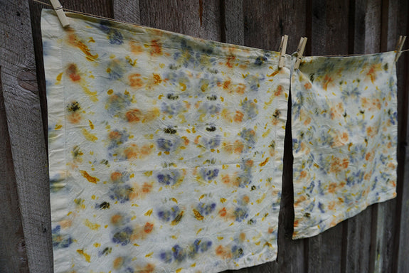 Naturally Dyed Set/2 Napkins - Purple/Orange/Yellow/Green
