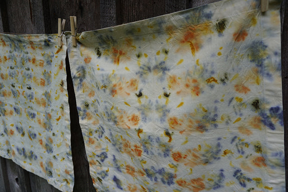 Naturally Dyed Set/2 Napkins - Purple/Orange/Yellow/Green