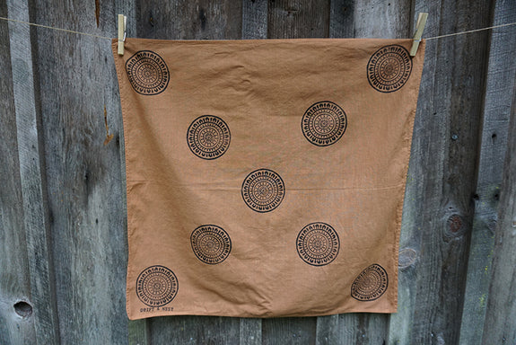 Naturally Dyed + Blockprinted Organic Cotton Bandana - Terra
