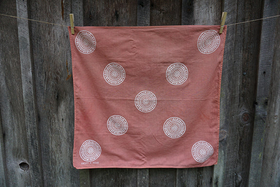 Naturally Dyed + Blockprinted Organic Cotton Bandana - Pink
