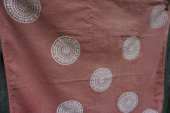 Naturally Dyed + Blockprinted Organic Cotton Bandana - Pink
