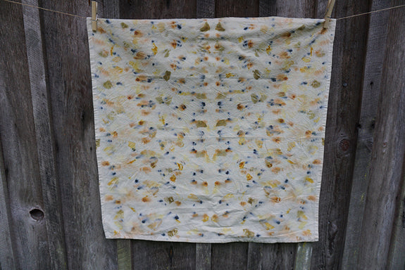 Naturally Dyed Tea Towel - Blue/Orange/Green