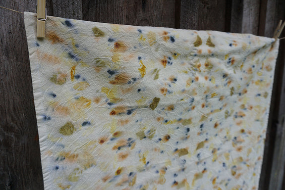Naturally Dyed Tea Towel - Blue/Orange/Green