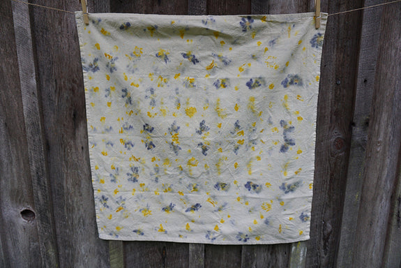 Naturally Dyed Tea Towel - Blue/Yellow