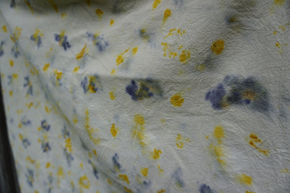 Naturally Dyed Tea Towel - Blue/Yellow