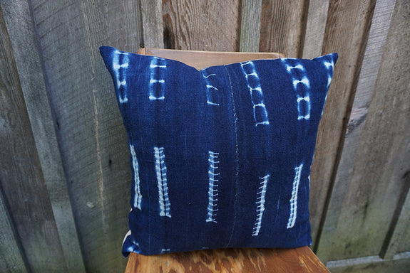 Blossom - Vintage African Indigo Pillow