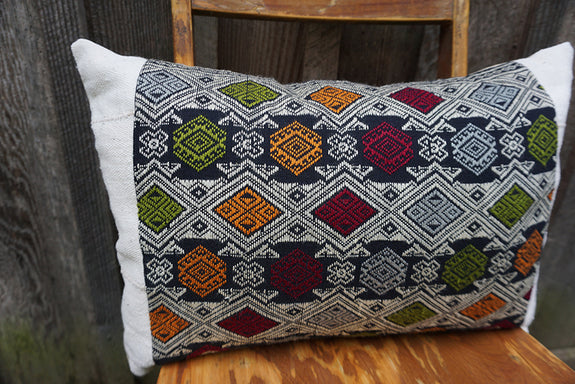 Eliana - Vintage Laotian Silk Textile with African Cotton Pillow