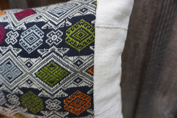 Eliana - Vintage Laotian Silk Textile with African Cotton Pillow
