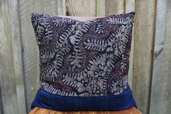 Sakura - Indonesian Batik with Vintage African Indigo Pillow