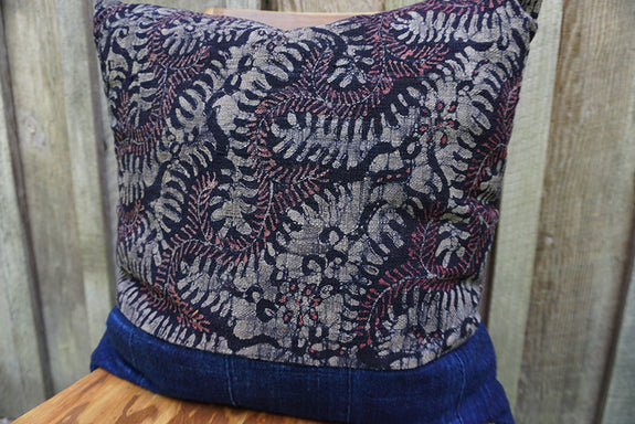 Sakura - Indonesian Batik with Vintage African Indigo Pillow