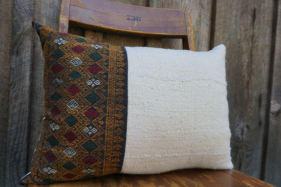 Delaney - Vintage Laotian Silk Textile with African Cotton Pillow