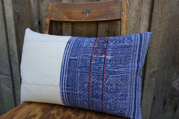 Janalee - Hmong Batik Textile with African Cotton Pillow