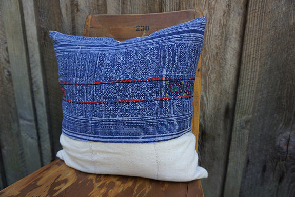 Ramona - Hmong Batik Textile with African Cotton Pillow