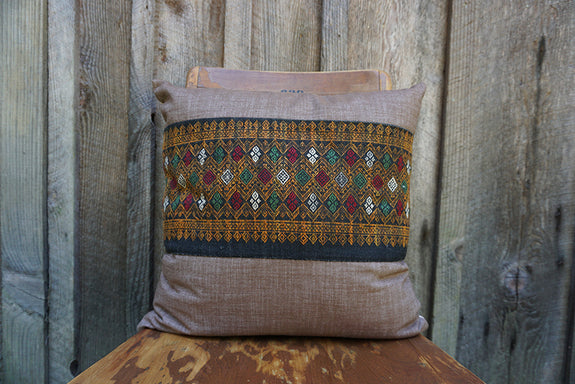 Fatima - Vintage Laotian Silk Textile Pillow