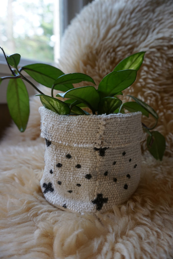 White Mudcloth Plant Holder