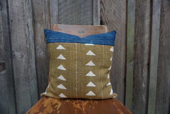 Glenna - African Mudcloth and Vintage Indigo Pillow