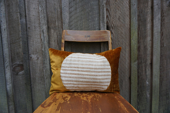 Lisann - Corduroy/Velvet with Indonesian Striped Cotton Pillow