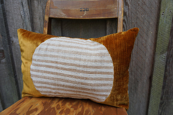 Lisann - Corduroy/Velvet with Indonesian Striped Cotton Pillow