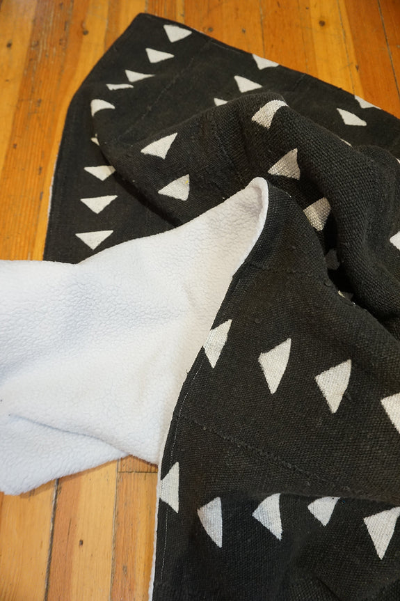 African Mudcloth Baby Blanket - Black Triangles