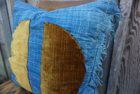 Mona - Vintage African Indigo with Velvet/Corduroy Pillow