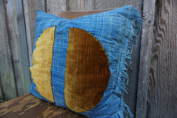 Mona - Vintage African Indigo with Velvet/Corduroy Pillow