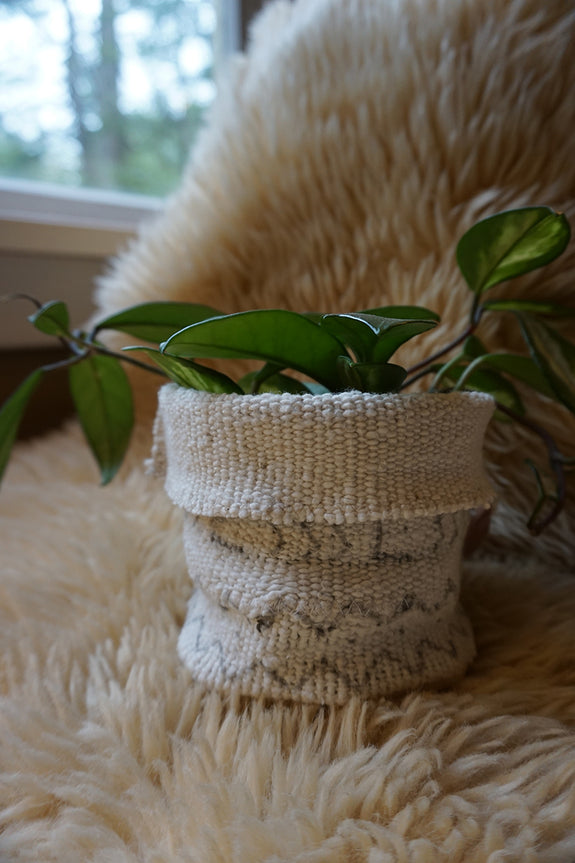 White Mudcloth Plant Holder