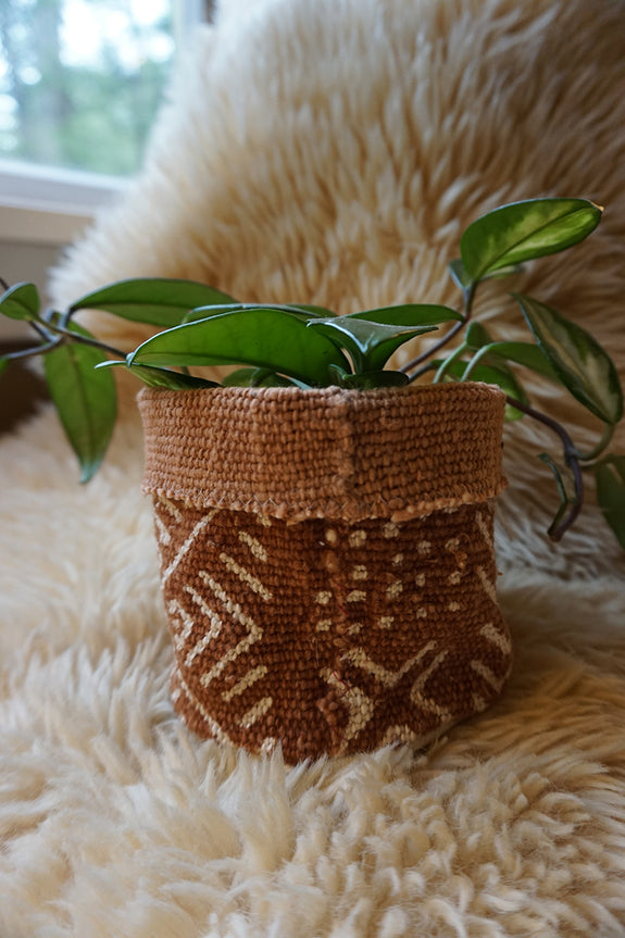 Rust Mudcloth Plant Holder