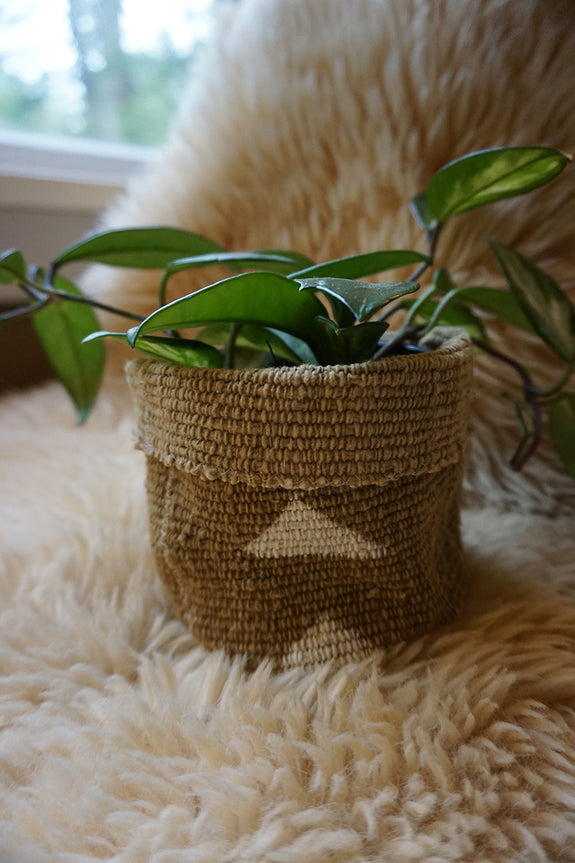 Tan Mudcloth Plant Holder