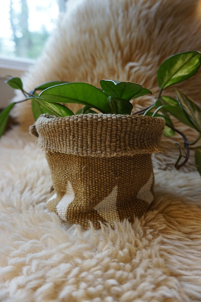 Tan Mudcloth Plant Holder