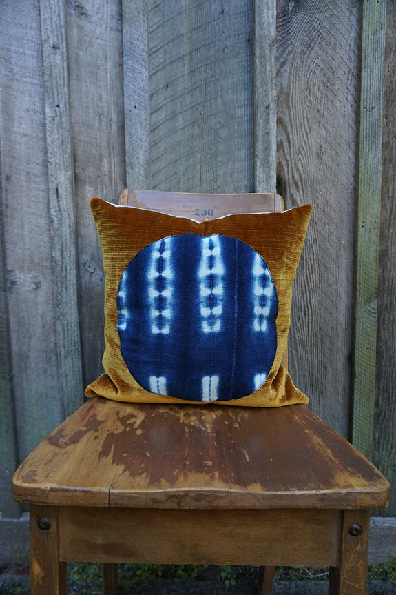 Talullah - Vintage African Indigo with Velvet/Corduroy Pillow