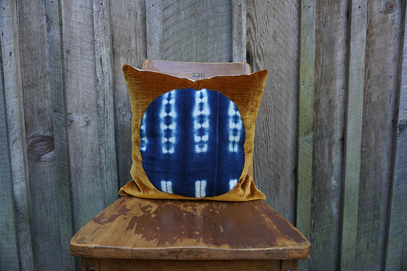Talullah - Vintage African Indigo with Velvet/Corduroy Pillow