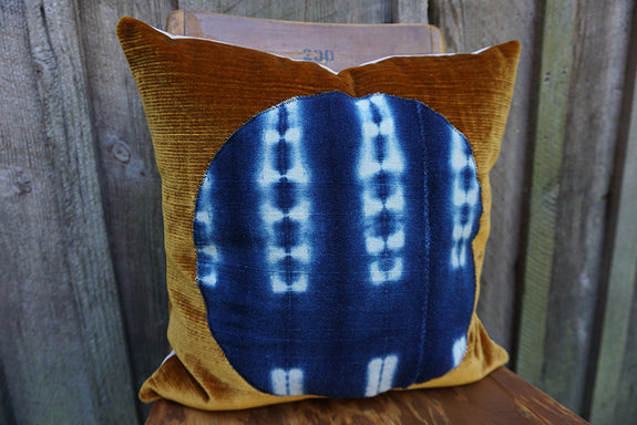 Talullah - Vintage African Indigo with Velvet/Corduroy Pillow