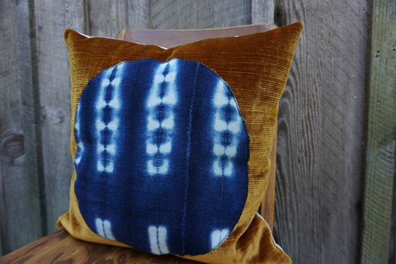 Talullah - Vintage African Indigo with Velvet/Corduroy Pillow