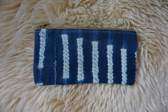 Zippered Pouch made from Vintage African Indigo - #234