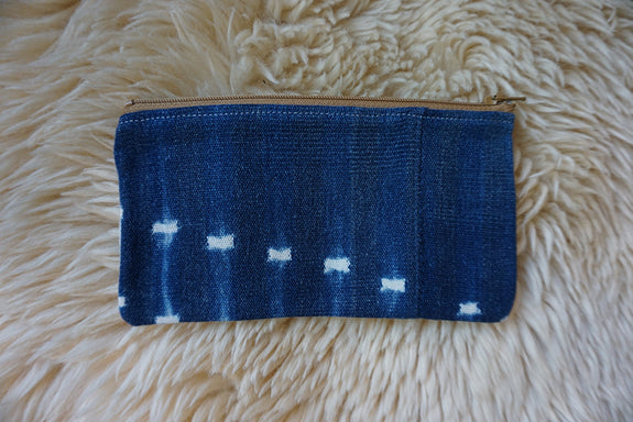 Zippered Pouch made from Vintage African Indigo - #234