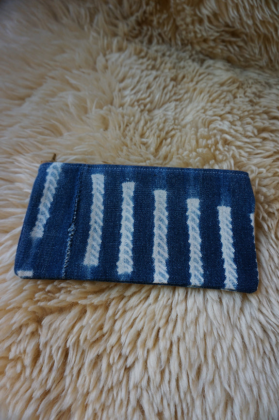 Zippered Pouch made from Vintage African Indigo - #234