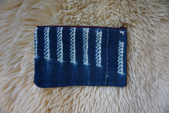Zippered Pouch made from Vintage African Indigo - #239
