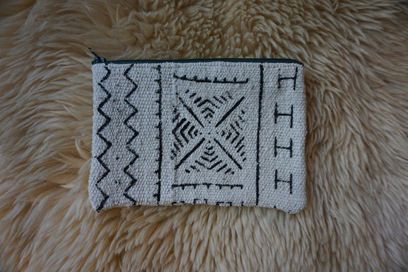 Zippered Pouch made from African Mudcloth - #241