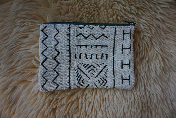 Zippered Pouch made from African Mudcloth - #241